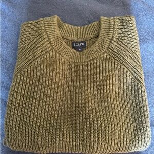 J. Crew Olive Ribbed Crewneck Sweater for Men